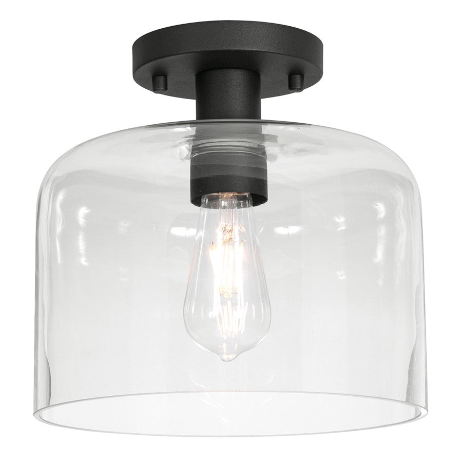 AFX Lighting Elsa 1 Light 10" Flush Mount, Black/Clear - ESAC10MBBK