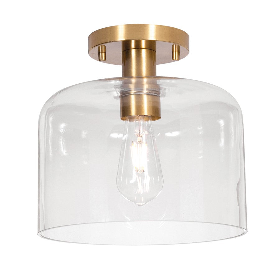 AFX Lighting Elsa 1 Light 10" Flush Mount, Brass/Clear - ESAC10MBLB