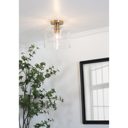 AFX Lighting Elsa 1 Light 10" Flush Mount, Brass/Clear