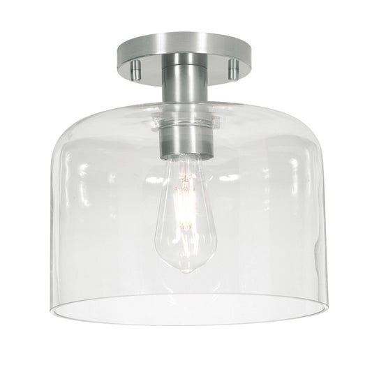 AFX Lighting Elsa 1 Light 10" Flush Mount, Satin Nickel/Clear - ESAC10MBSN