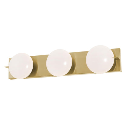 AFX Lighting Gates 24'' 3Lt LED Vanity Light, Satin Brass/Wht