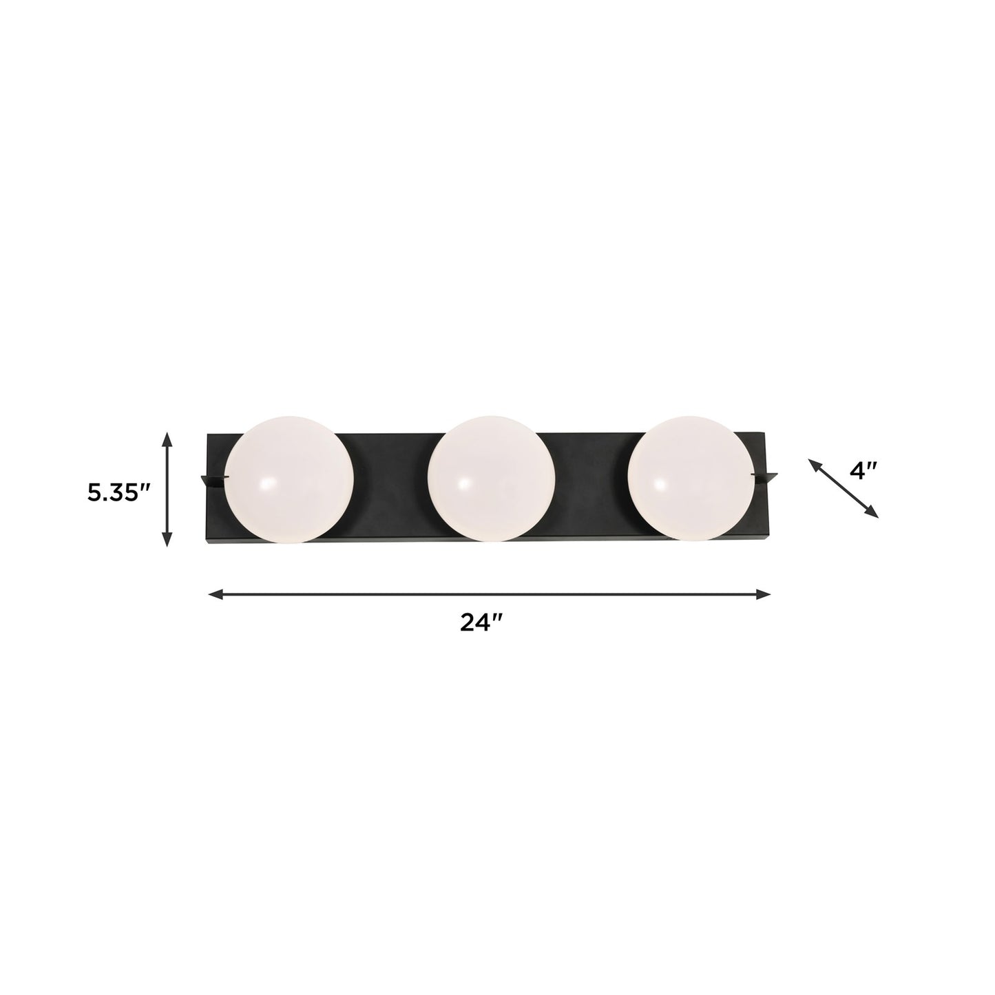 AFX Lighting Gates 24'' 3Lt LED Vanity Light, Satin Brass/Wht
