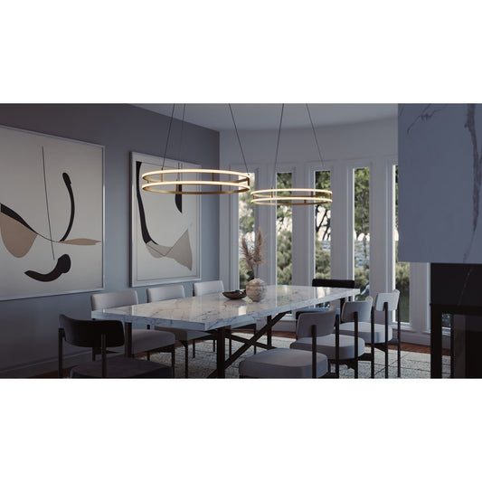 AFX Lighting Gemini 2LT 32'' LED Pendant, Gold/White