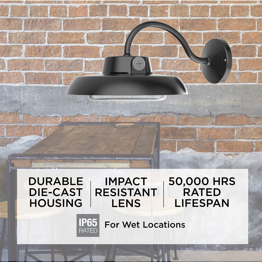 AFX Lighting Gilbert 1LT 10'' LED Outdoor Sconce, Black/Black