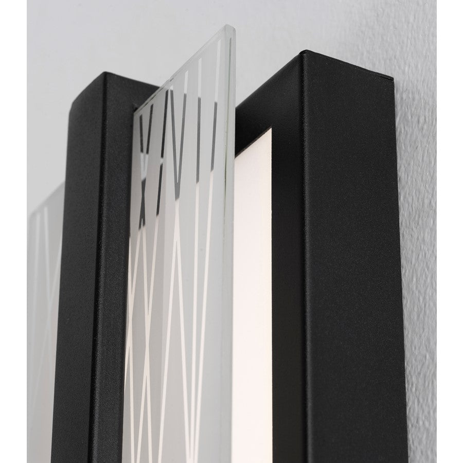 AFX Lighting Gallery 1Lt 14" LED Sconce, Black/Frosted Clear