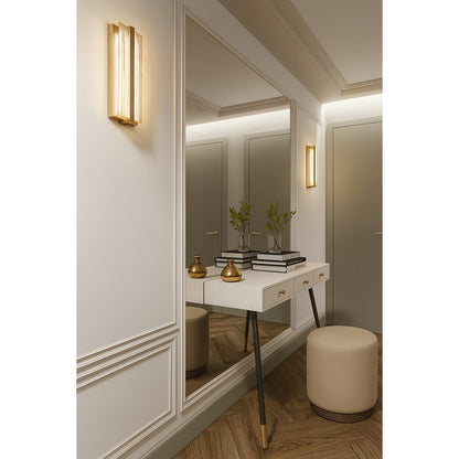 AFX Lighting Gallery 1Lt 14" LED Sconce, Brass/Frosted Clear