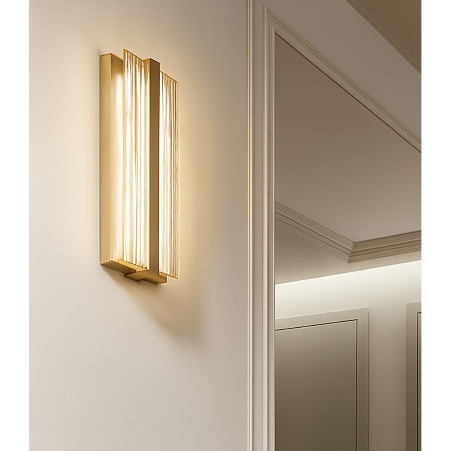 AFX Lighting Gallery 1Lt 14" LED Sconce, Brass/Frosted Clear
