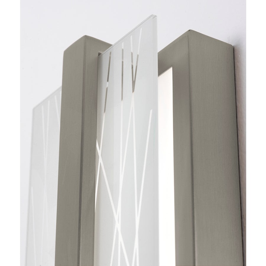 AFX Lighting Gallery 1Lt 14" LED Sconce, Nickel/Frosted Clear