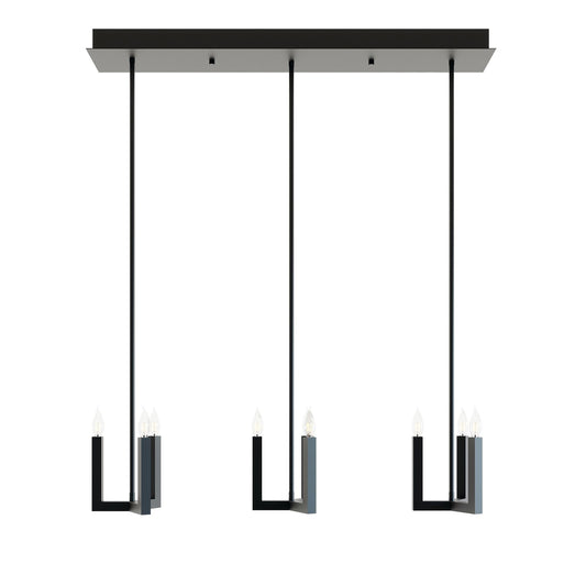 AFX Lighting Grace 36in 3-Light Linear Mini-Pendant | Transitional Black Steel | Kitchen Island & Dining Room | 42-108in | Model GRCP07CBBKLNR3