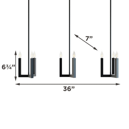 AFX Lighting Grace 36in 3-Light Linear Mini-Pendant | Transitional Black Steel | Kitchen Island & Dining Room | 42-108in | Model GRCP07CBBKLNR3