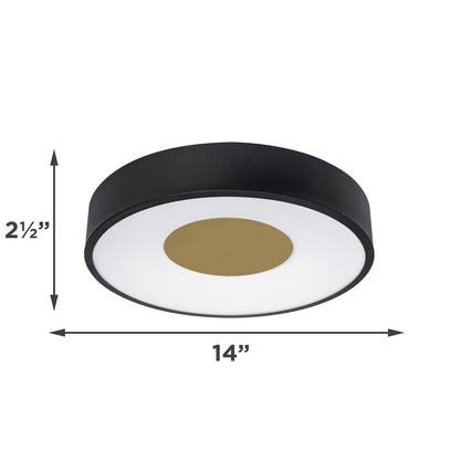 AFX Hazel 14in LED Flush Mount | Modern Black and White Acrylic | Hallway & Foyer | 14 x 14 x 2.5 in | Model HAZF14LAJUDBK