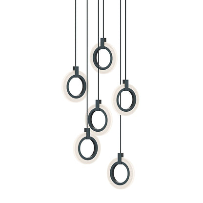 AFX Lighting Halo 6 Light Pendant, Black/Frosted - HLOP08LAJUDBKRND6