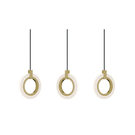 AFX Lighting Halo 3 Light Pendant, Antique Brass/Frosted - HLOP08LAJUDLBLNR3