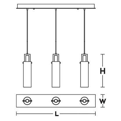 AFX Lighting Houston 3 Light Linear Pendant, Satin Nickel/Clear