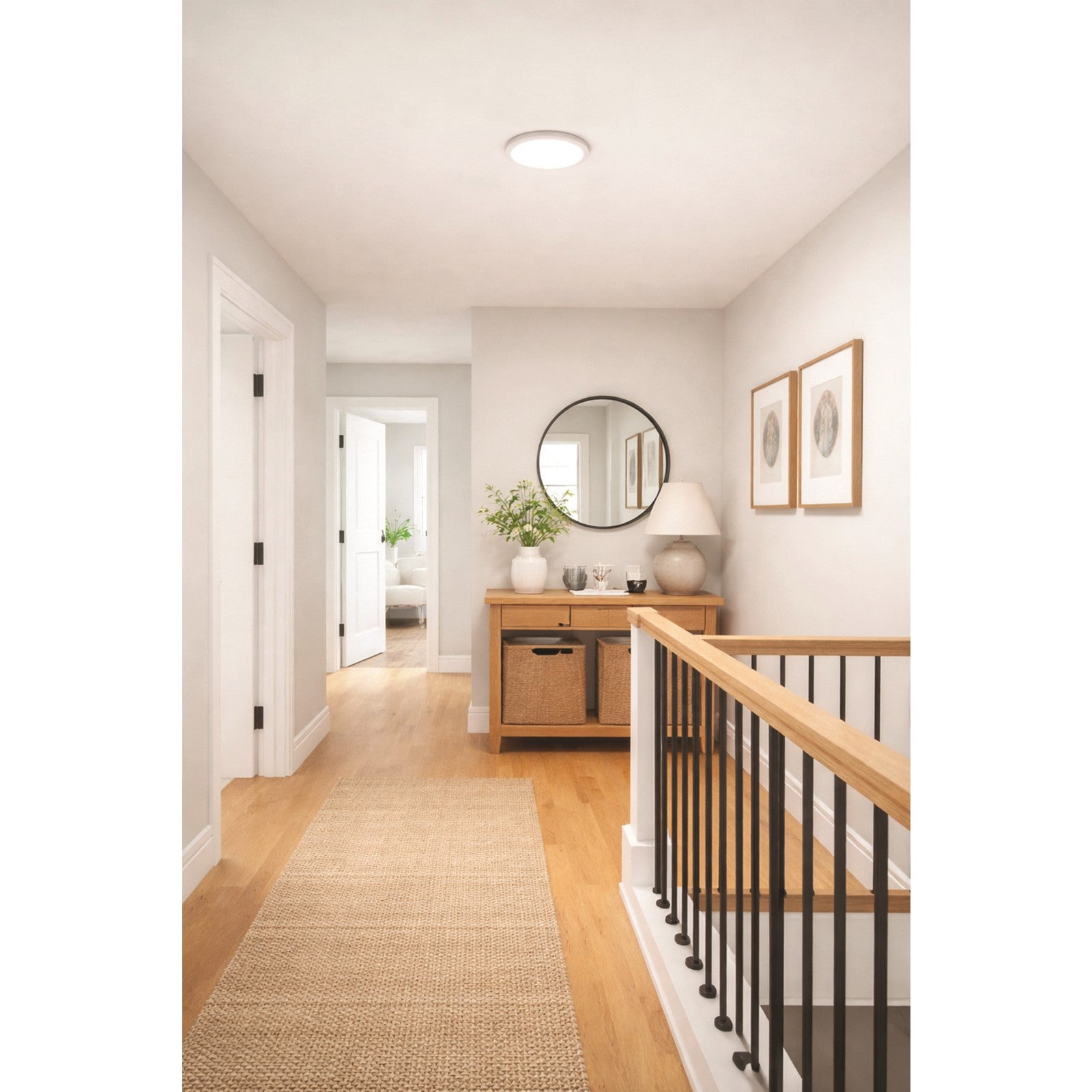 AFX Lighting Iris 1Lt LED Flush Mount/PIR Sensor/12"Dia, Wht/Wht