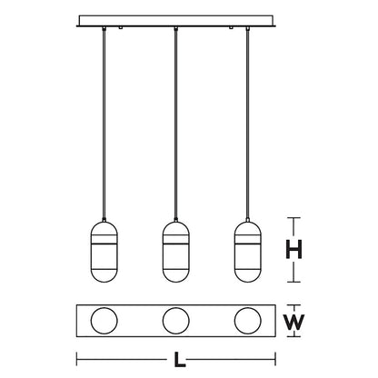 AFX Lighting Irvine 3Lt 45W Linear Pendant, Black/Frosted