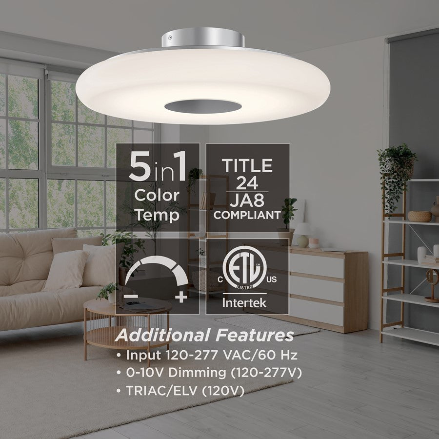 AFX Lighting June 1 Light 18" Flush Mount, Black/White