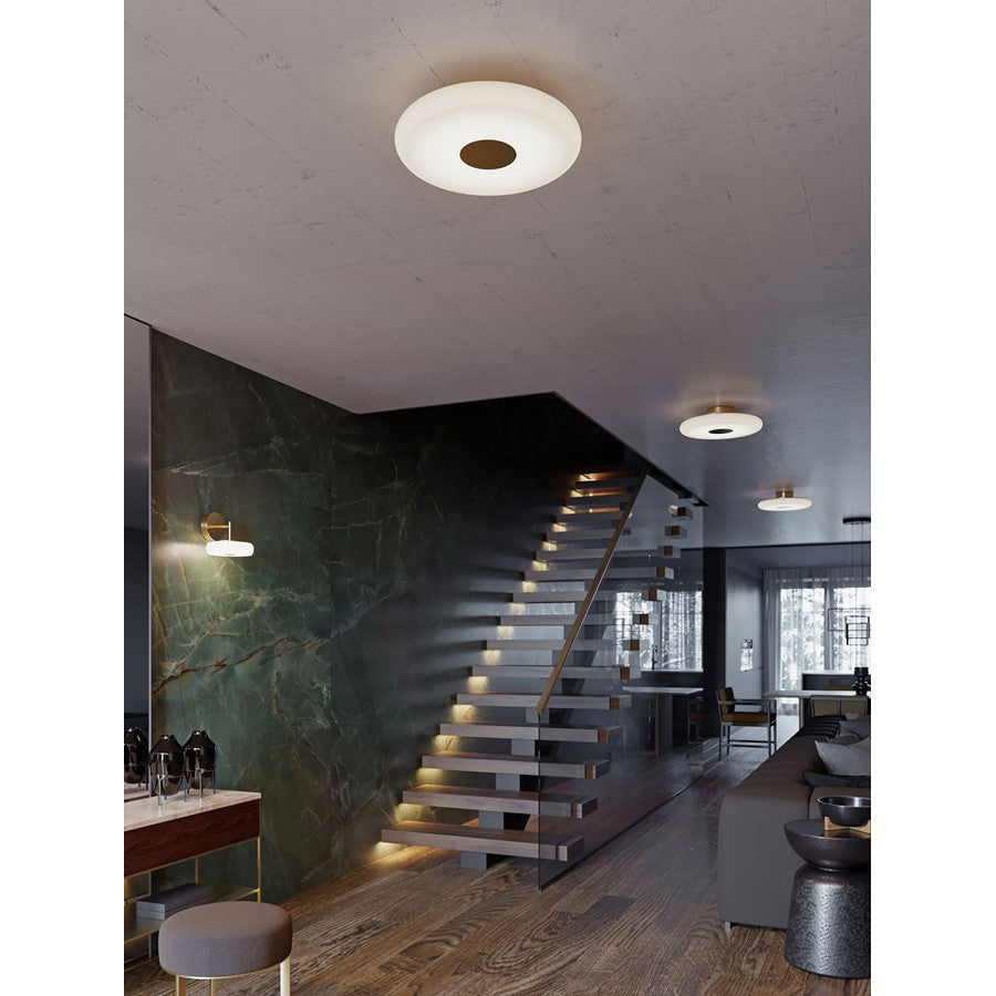 AFX Lighting June 1 Light 18" Flush Mount, Brass/White