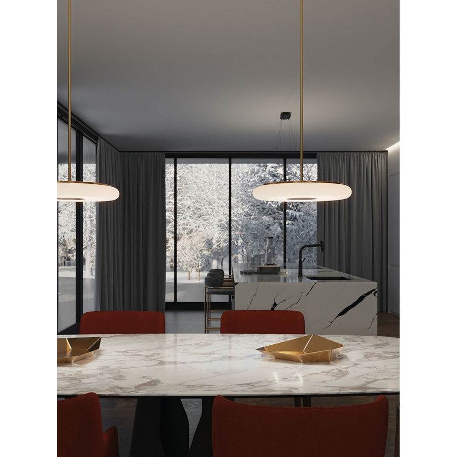 AFX Lighting June 1 Light 18" Pendant, Light Antique Brass/White