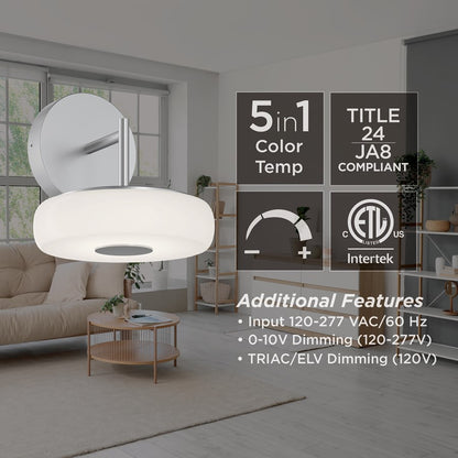 AFX Lighting June 1 Light 8" Wall Sconce, Black/White