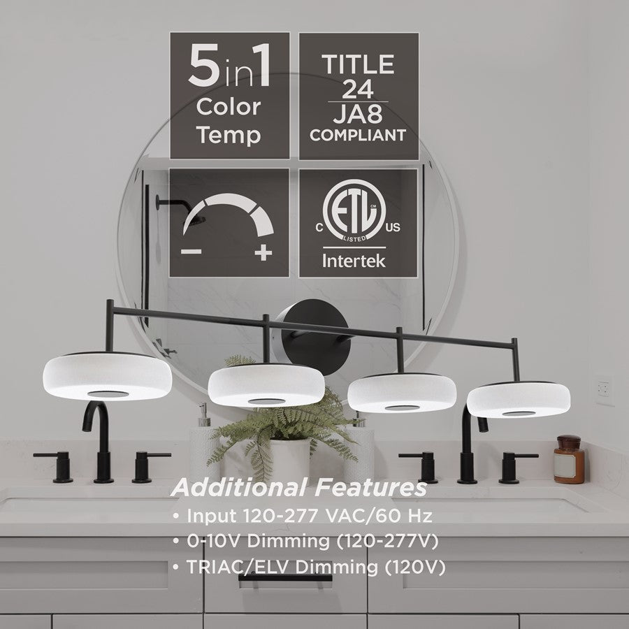 AFX Lighting June 4 Light Vanity Light, Black/White