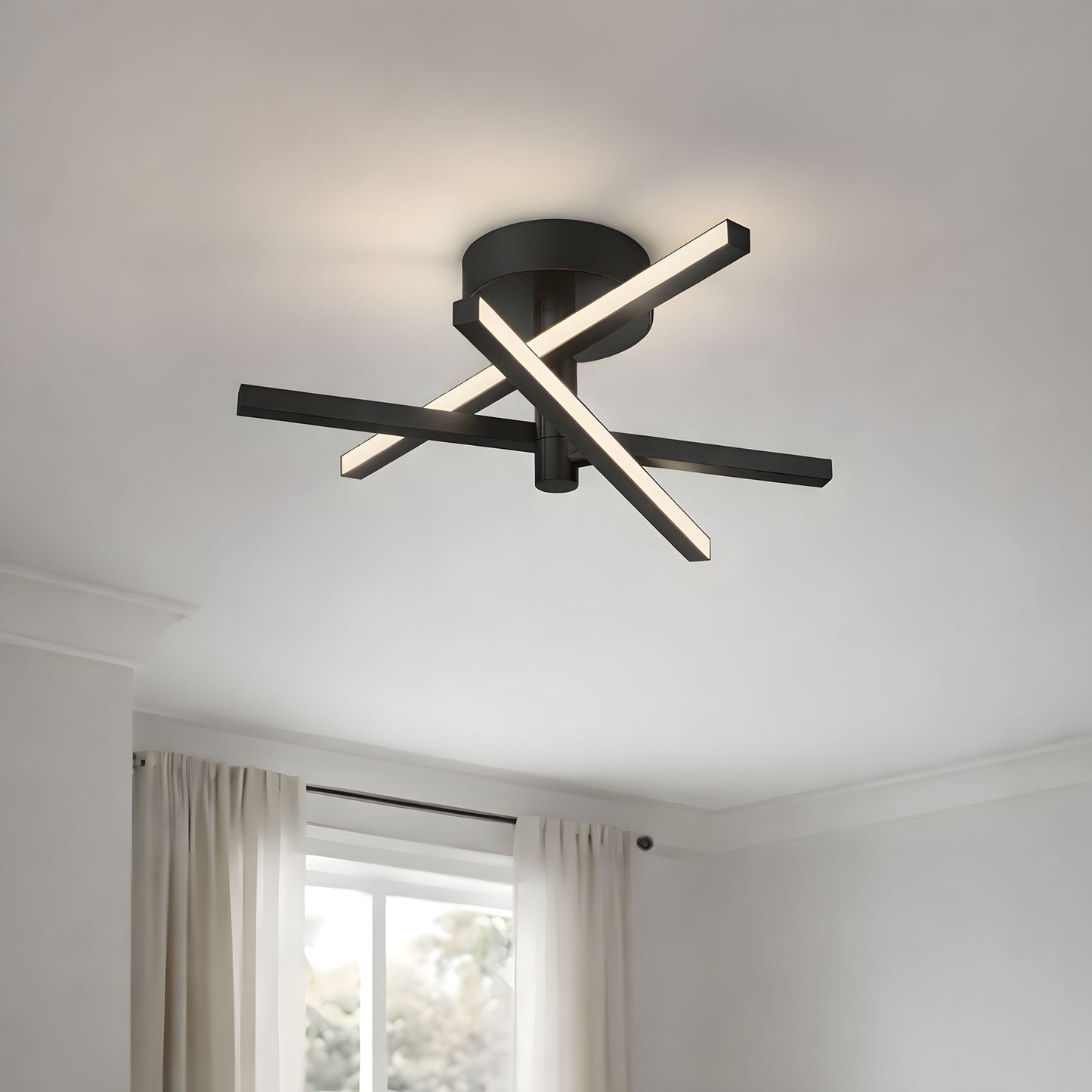 AFX Lighting Knoll 18'' 3Lt LED Flush Mount, Black/White