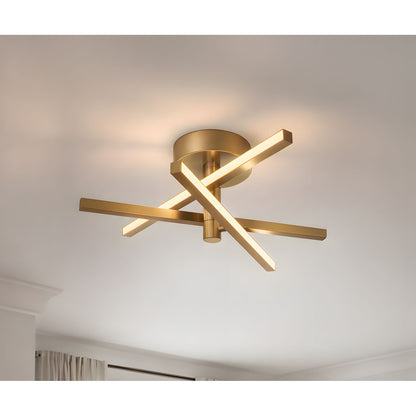 AFX Lighting Knoll 18'' 3Lt LED Flush Mount, Lt Antique Brs/Wht