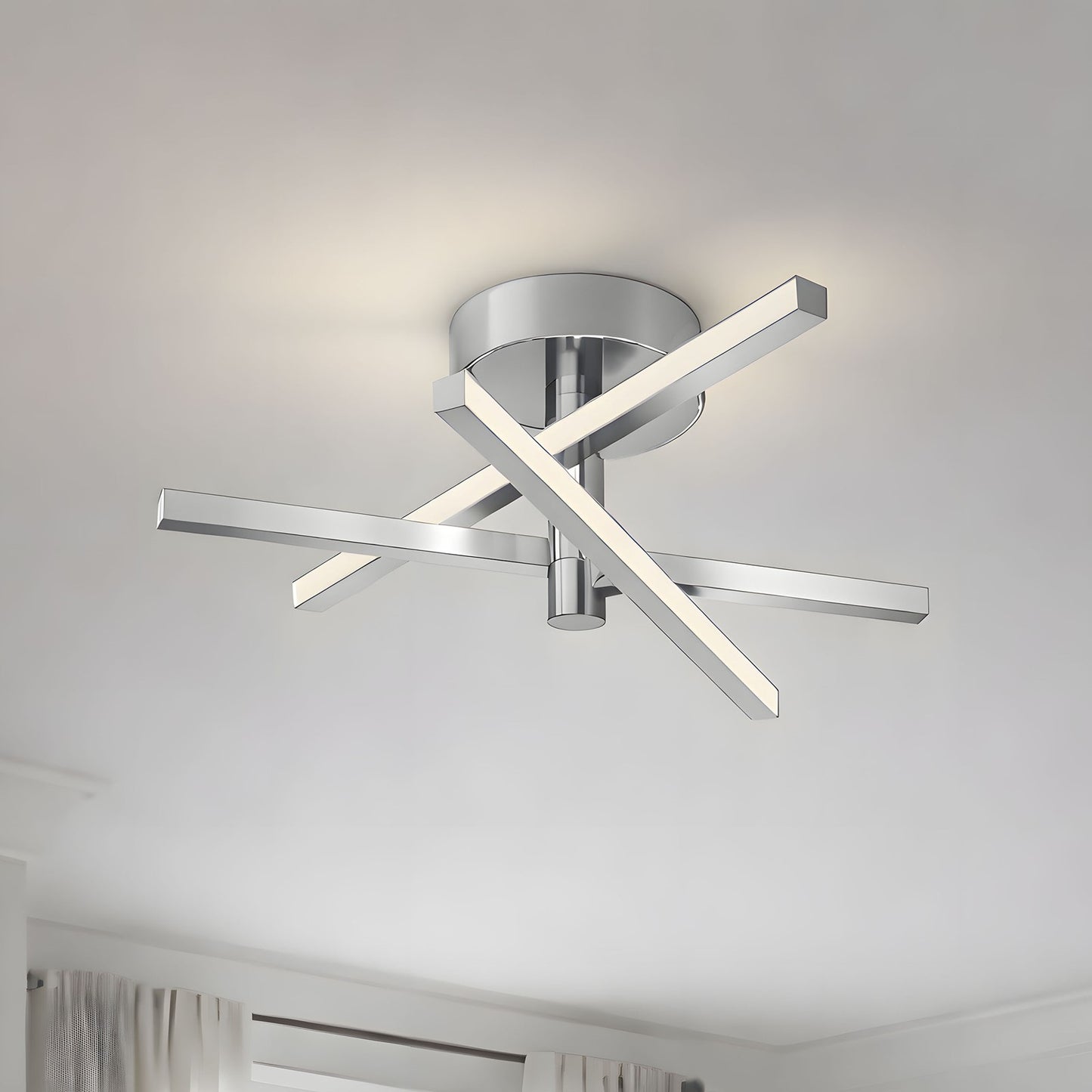 AFX Lighting Knoll 18'' 3Lt LED Flush Mount, Polished Chrome/Wht