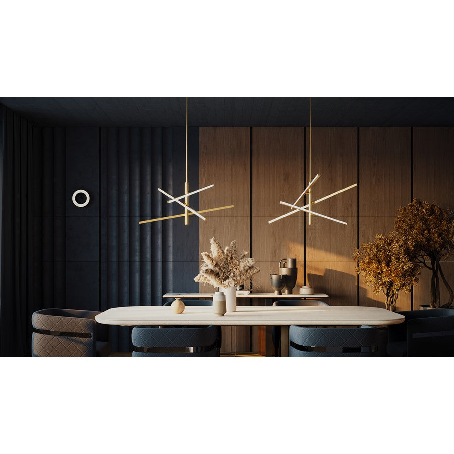AFX Lighting Knoll 3 Light 36" Pendant, Antique Brass/White