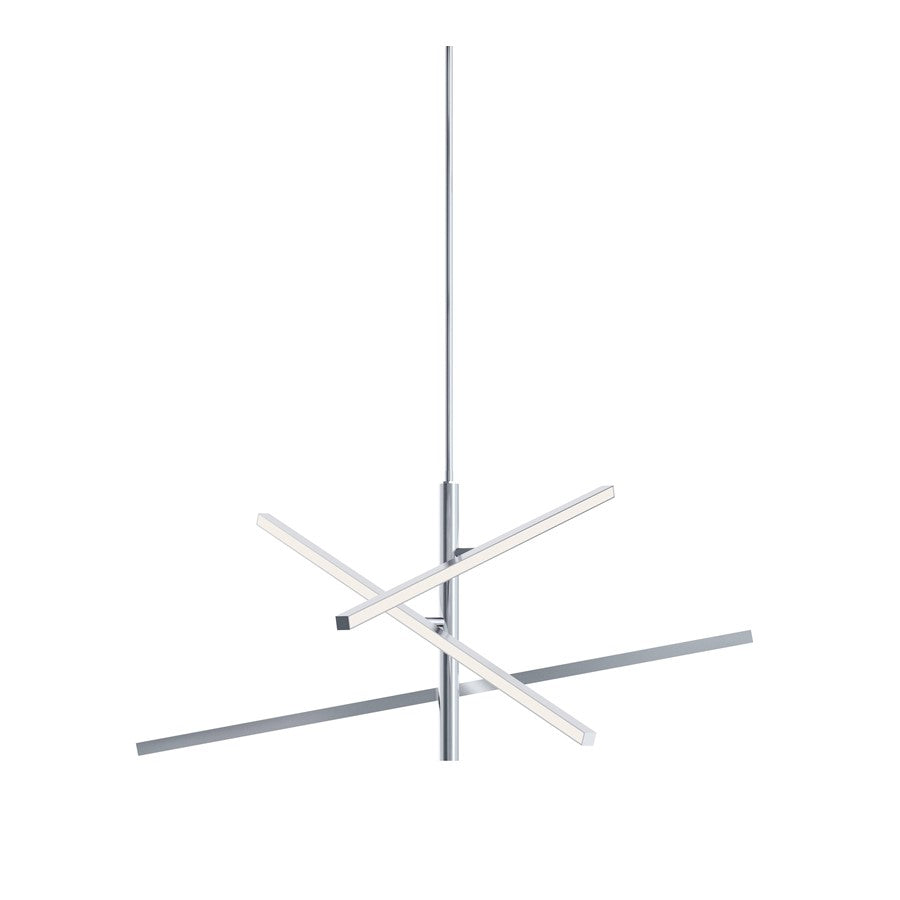 AFX Lighting Knoll 3 Light 36" Pendant, Polished Chrome/White