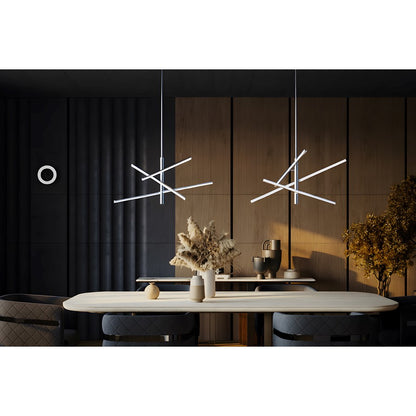 AFX Lighting Knoll 3 Light 36" Pendant, Polished Chrome/White
