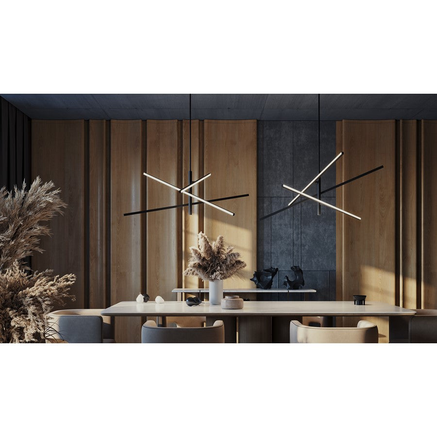 AFX Lighting Knoll 3 Light 48" Pendant, Black/White
