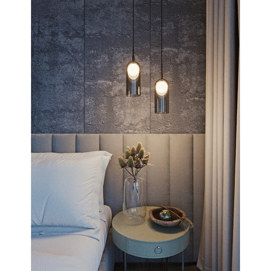 AFX Lighting Kiran 1LT LED 8" Pendant, Brass/3000K, 120V/Smoke