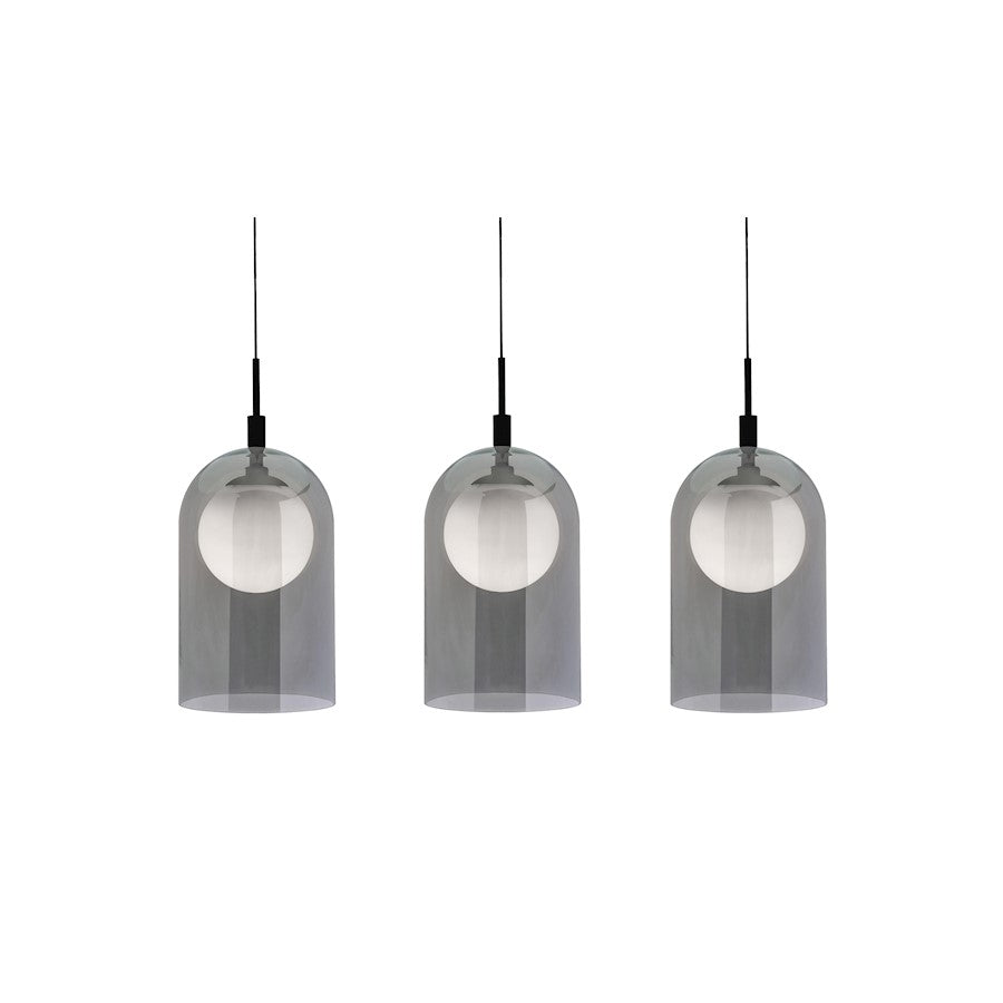 AFX Lighting Kiran 3 Light Linear Pendant, Black/Smoke - KRNP08L30D1BKLNR3