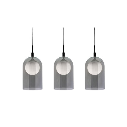 AFX Lighting Kiran 3 Light Linear Pendant, Black/Smoke - KRNP08L30D1BKLNR3