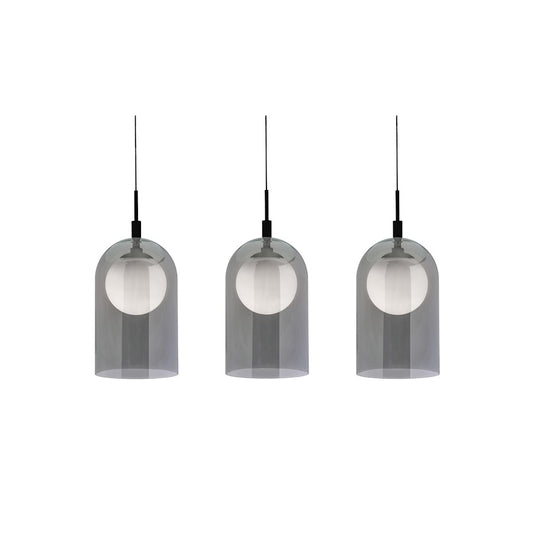 AFX Lighting Kiran 3 Light Linear Pendant, Black/Smoke - KRNP08L30D1BKLNR3