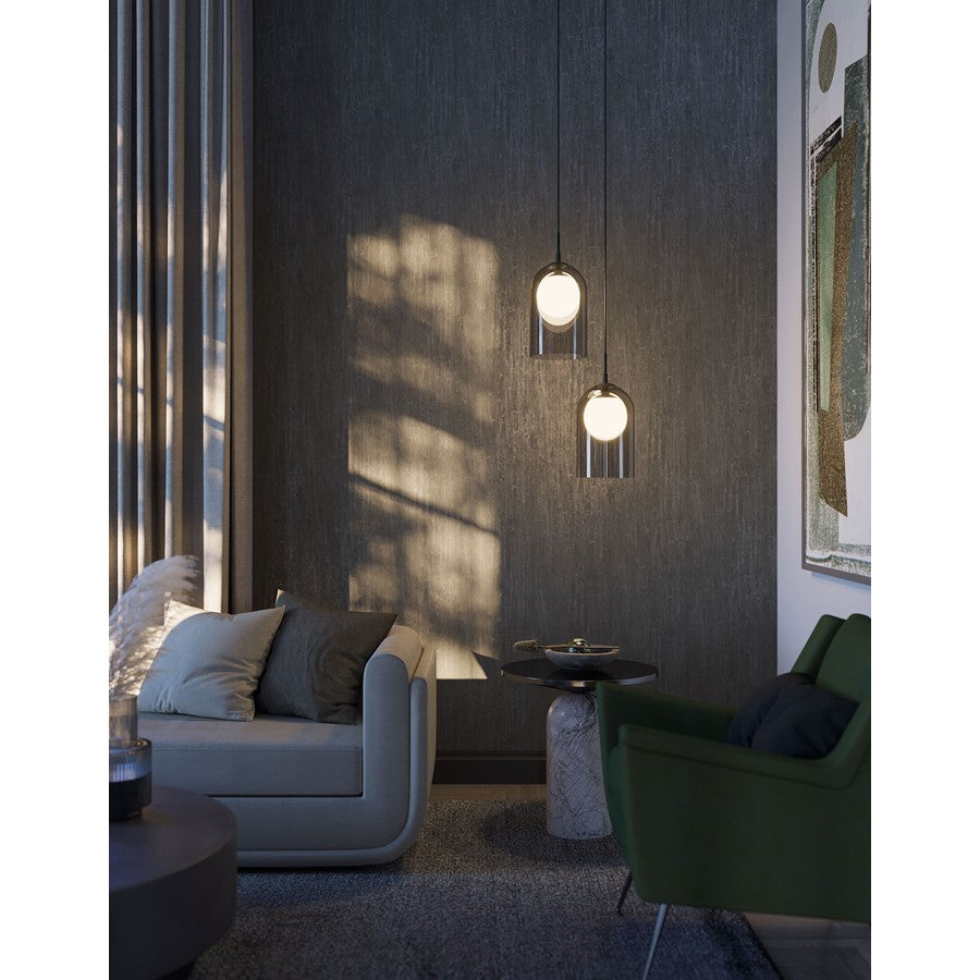 AFX Lighting Kiran 3 Light Round Pendant, Black/Smoke
