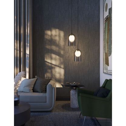 AFX Lighting Kiran 3 Light Round Pendant, Black/Smoke