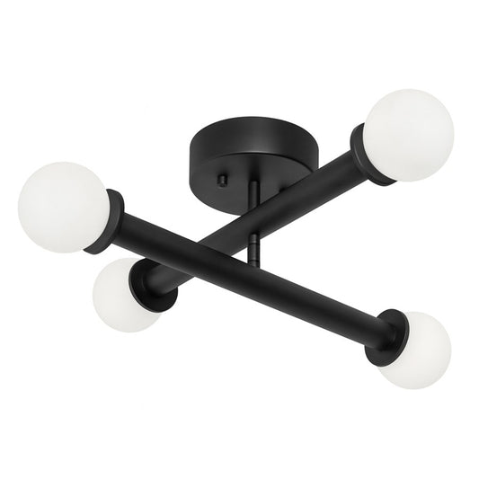AFX Lighting Lane 4 Light Flush Mount, Black/White - LANF20LAJUDBK