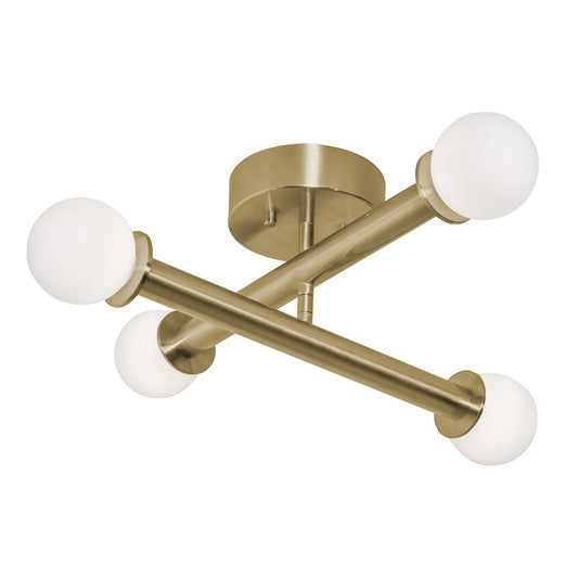 AFX Lighting Lane 4 Light Flush Mount, Antique Brass/White - LANF20LAJUDLB