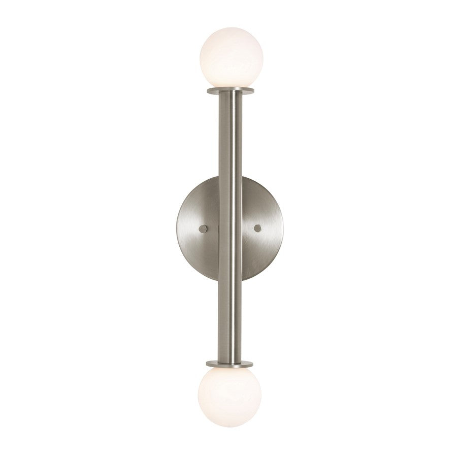 AFX Lighting Lane 2 Light Sconce, Satin Nickel/White - LANS0620LAJUDSN