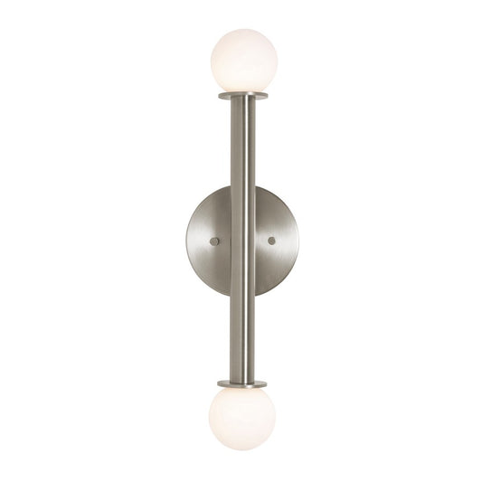 AFX Lighting Lane 2 Light Sconce, Satin Nickel/White - LANS0620LAJUDSN