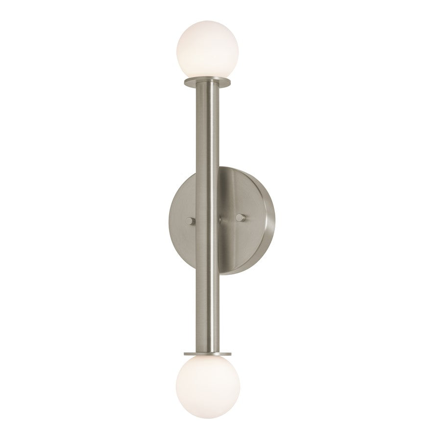 AFX Lighting Lane 2 Light Sconce, Satin Nickel/White