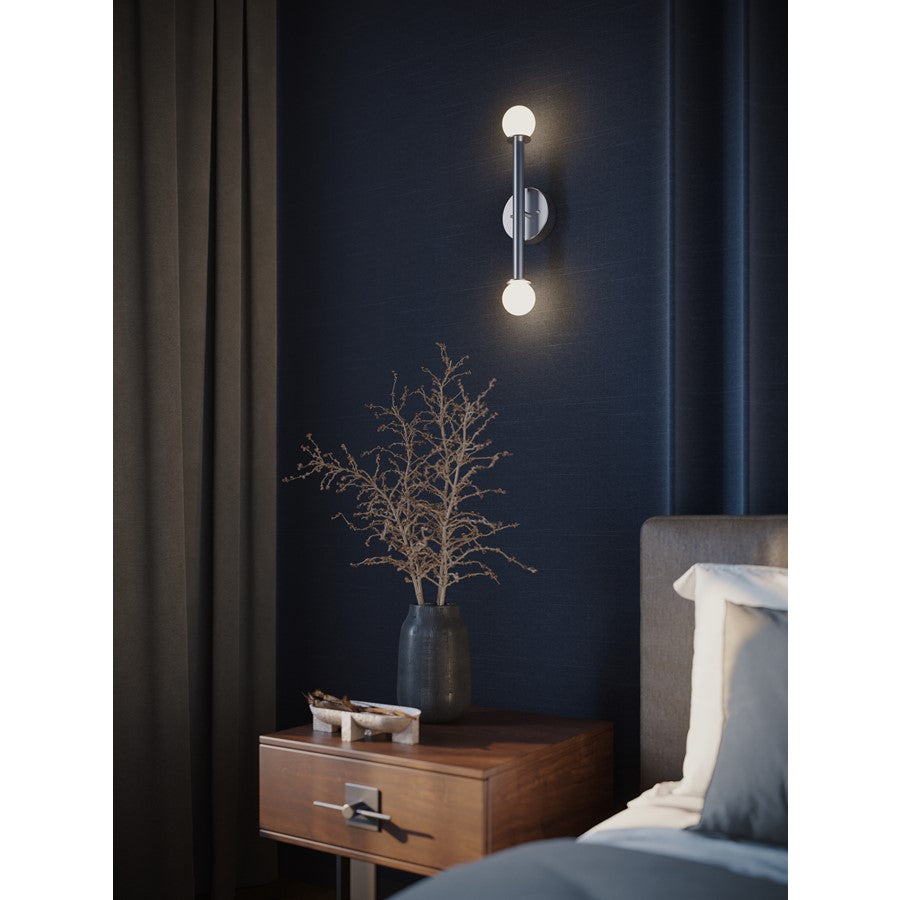AFX Lighting Lane 2 Light Sconce, Satin Nickel/White