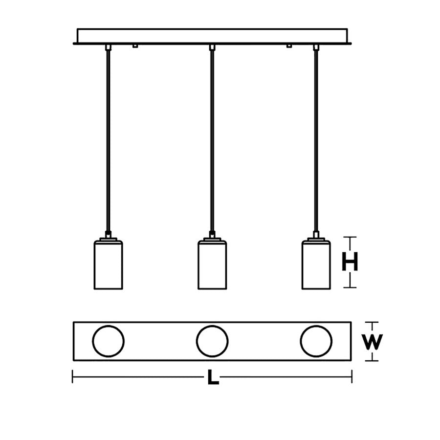 AFX Lighting Leo 3 Light Black Pendant, Black/White