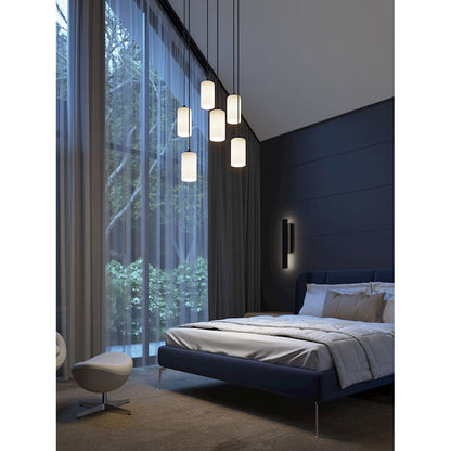 AFX Lighting Leo 6 Light Black Pendant, Black/White