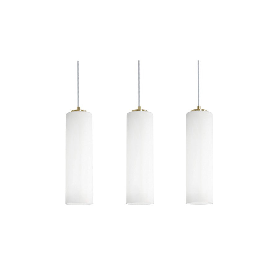 AFX Lighting Leo 3 Light Linear Pendant, Antique Brass/White - LEOP0412MBLBLNR3