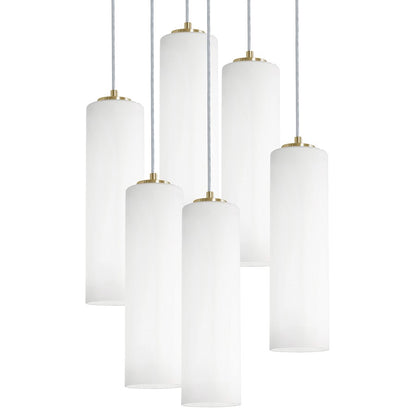 AFX Lighting Leo 6 Light Round Pendant, Antique Brass/White - LEOP0412MBLBRND6
