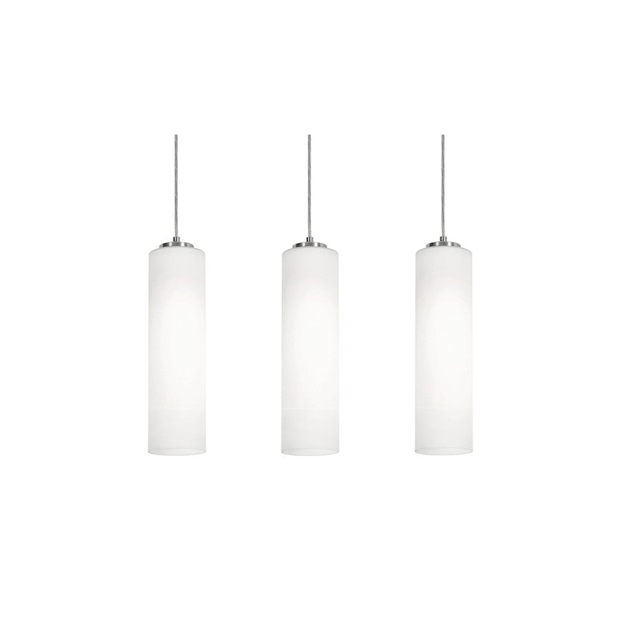 AFX Lighting Leo 3 Light Linear Pendant, Satin Nickel/White - LEOP0412MBSNLNR3