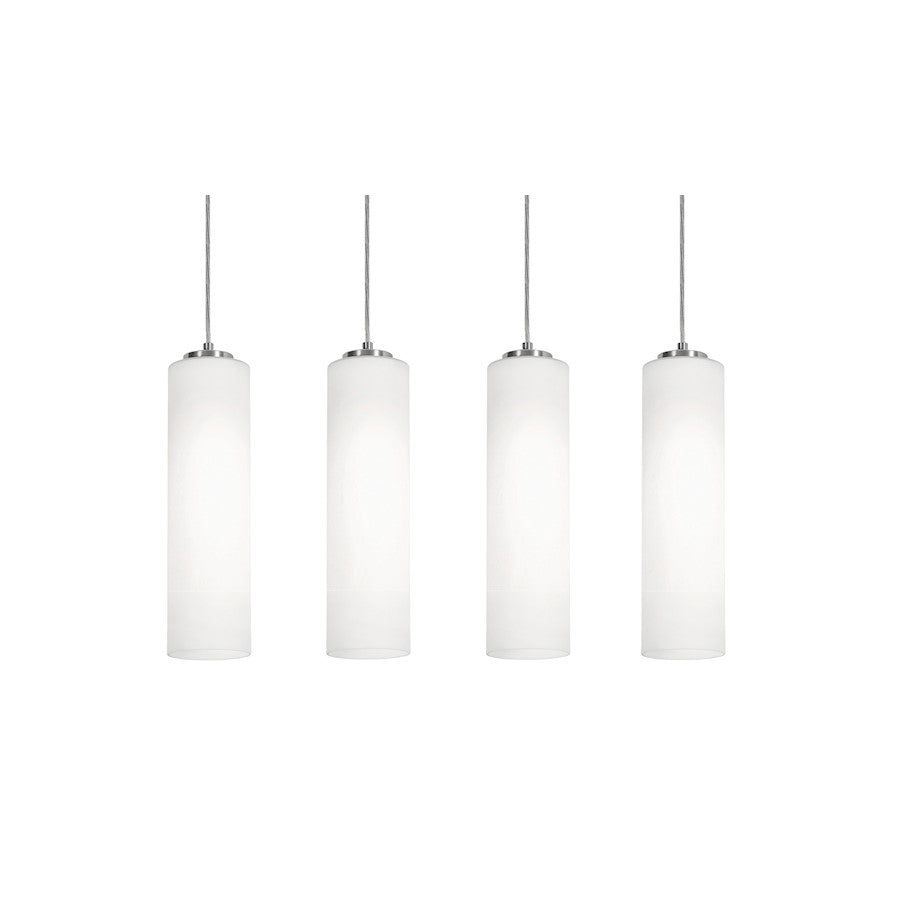 AFX Lighting Leo 4 Light Linear Pendant, Satin Nickel/White - LEOP0412MBSNLNR4